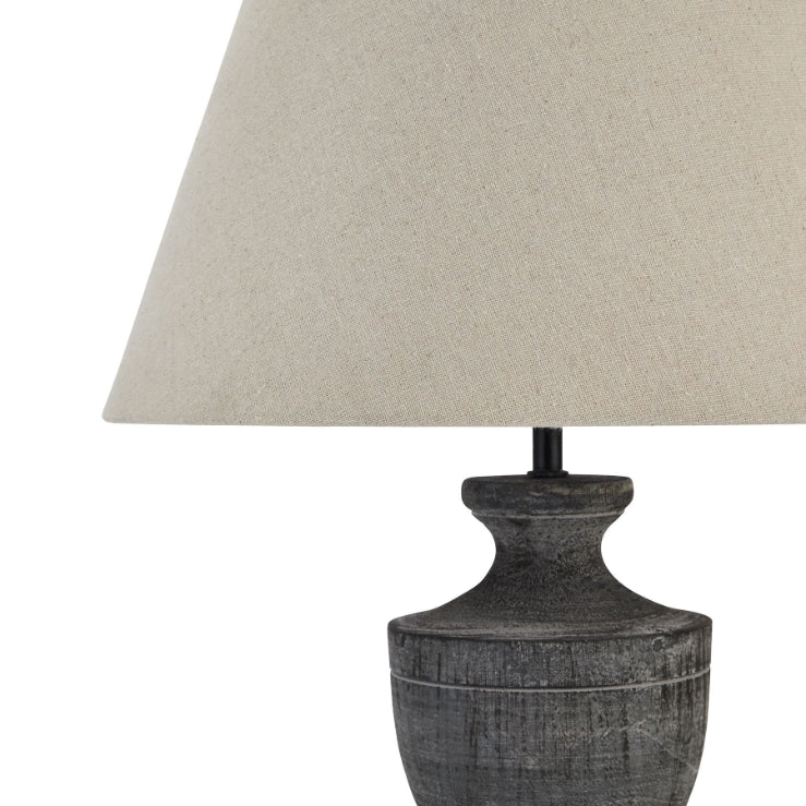 Gigi Linen Table Lamps with Wooden Bases