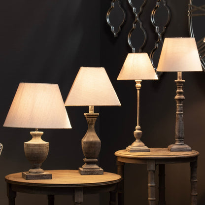 Gigi Linen Table Lamps with Wooden Bases