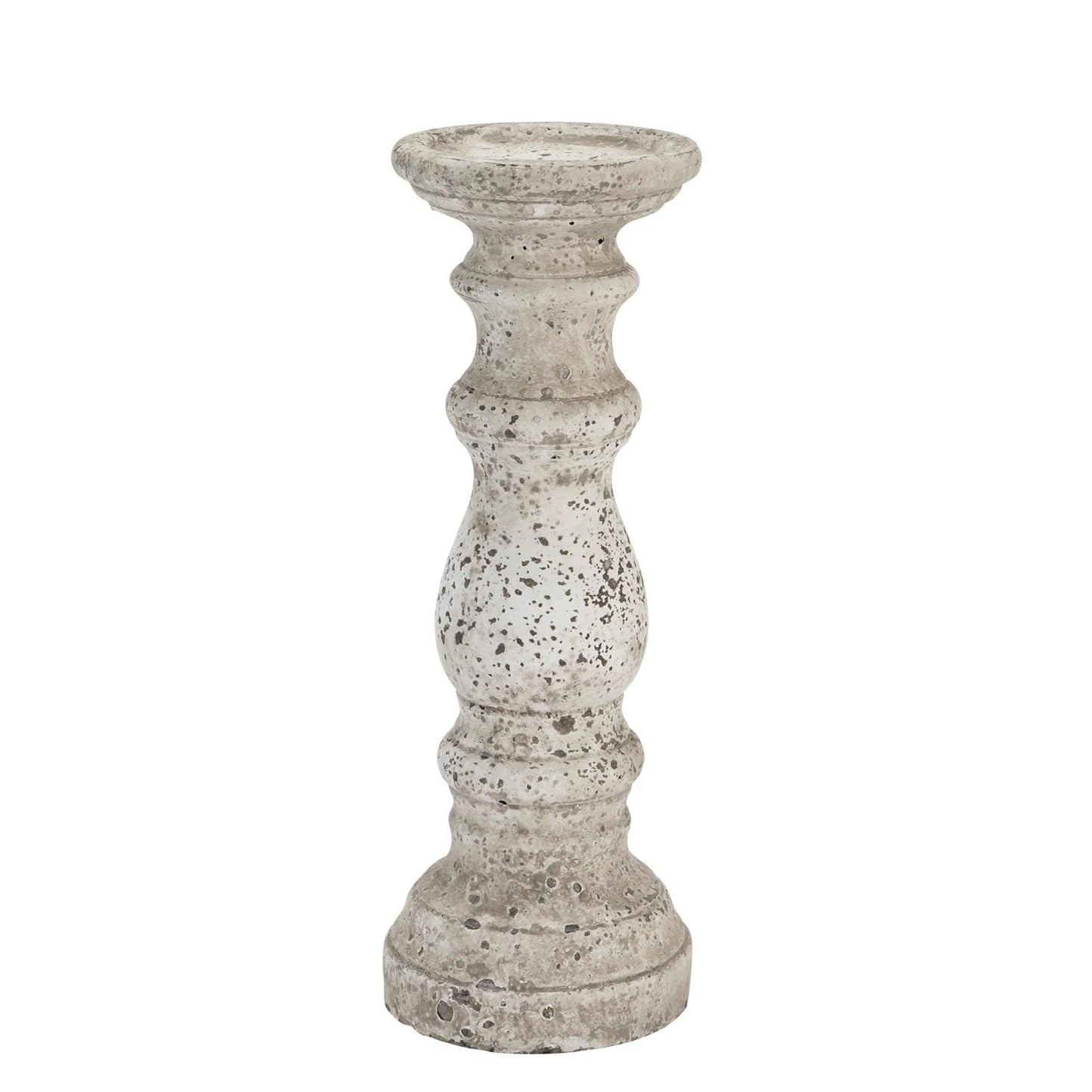 Rustic Speckled Stone Pillar Candle Holder