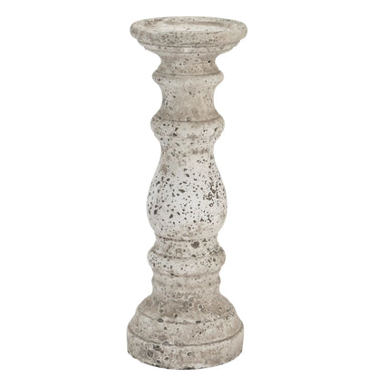 Rustic Speckled Stone Pillar Candle Holder