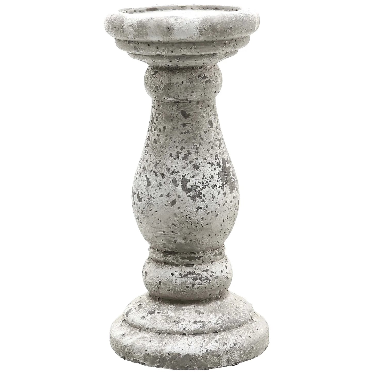 Distressed Rustic Stone Column Candle Holder