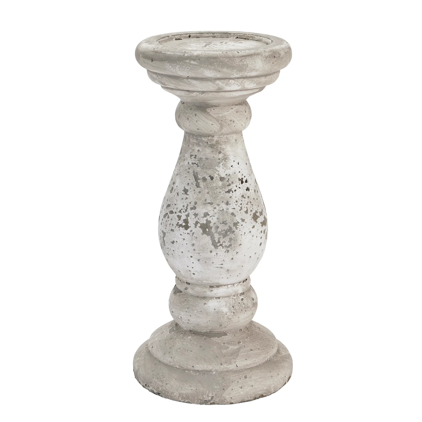 Distressed Rustic Stone Column Candle Holder