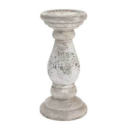 Distressed Rustic Stone Column Candle Holder