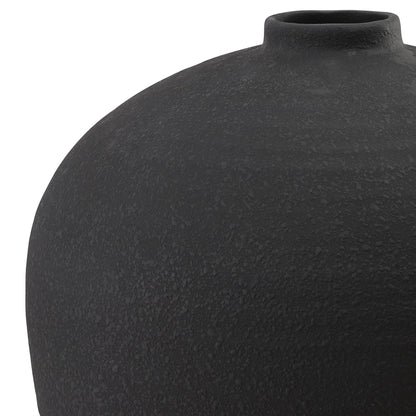 Matt Black Textured Ceramic Vase