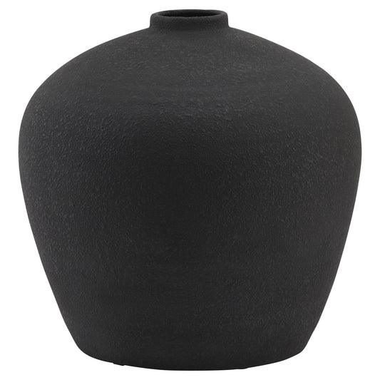 Matt Black Textured Ceramic Vase