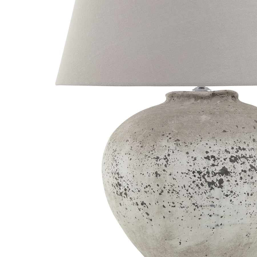 Large Rustic Table Lamp with Ceramic Stone Base