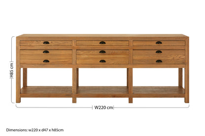 Hemel Natural Oak Sideboard 220cm