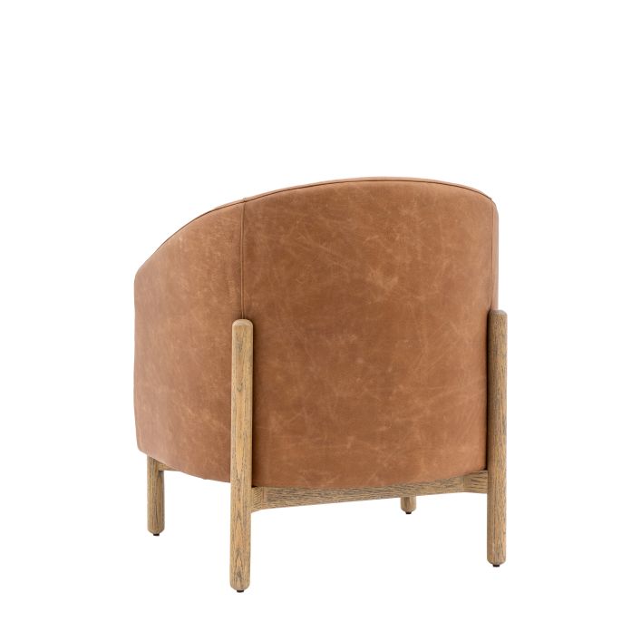 Tina Tub Chair Natural Linen or Vintage Brown Leather