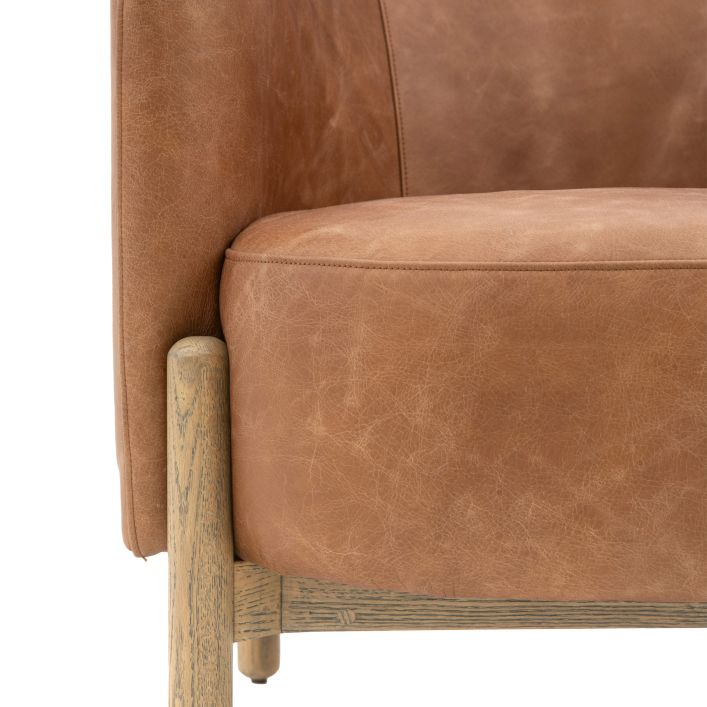 Tina Tub Chair Natural Linen or Vintage Brown Leather