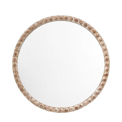 Millie Whitewash Rustic Round Mirror