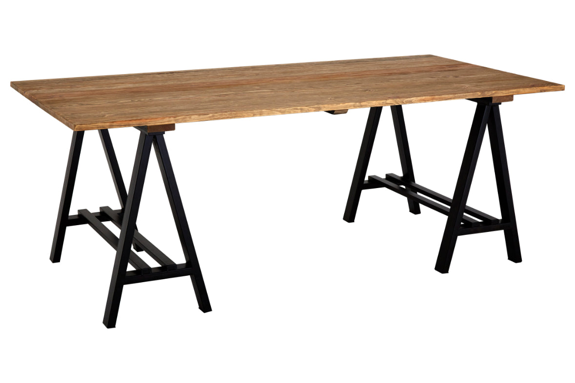 Vintage Industrial Pine Trestle Dining Table 200cm