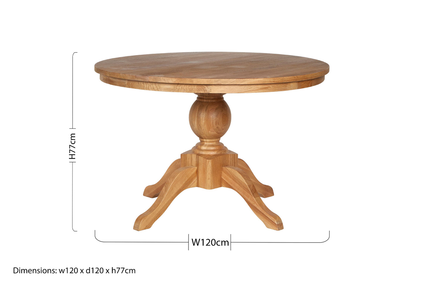 Hemel American Oak Wood Round Dining Table 120cm