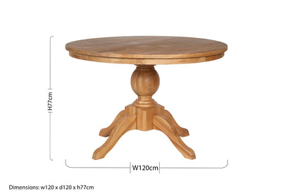 Hemel American Oak Wood Round Dining Table 120cm