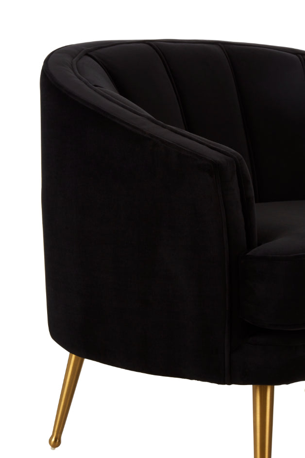 Chase Luxe Black Velvet Tub Chair