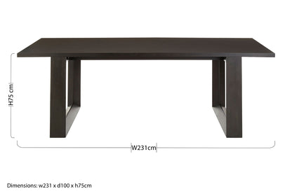 Contemporary Black Rectangular Dining Table 230cm