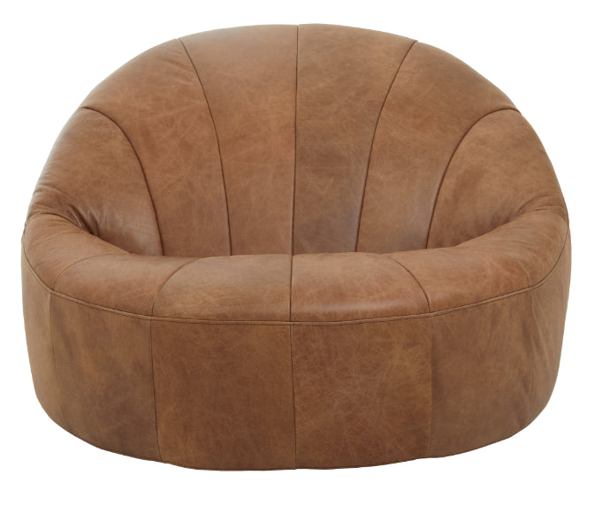 Round on sale leather chair