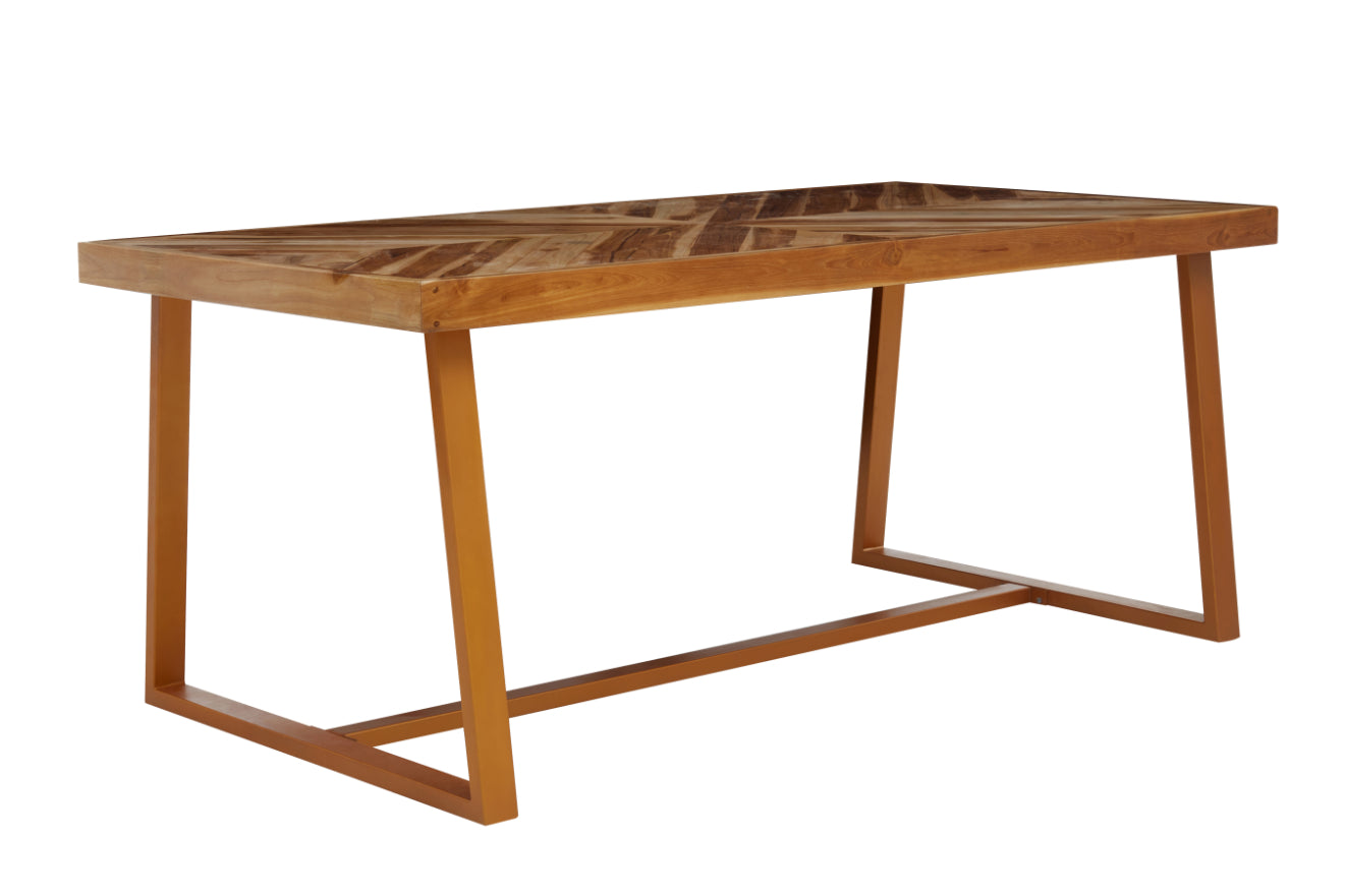 Herringbone Rectangular Teak Dining Table 180cm