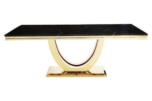 Black and Gold Marble Rectangular Dining Table 200cm