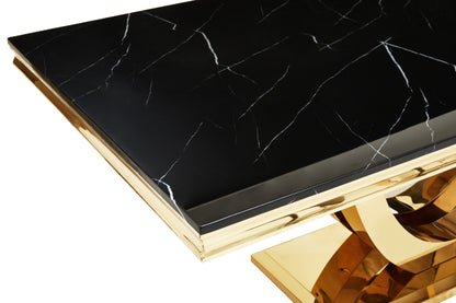 Black and Gold Marble Rectangular Dining Table 200cm