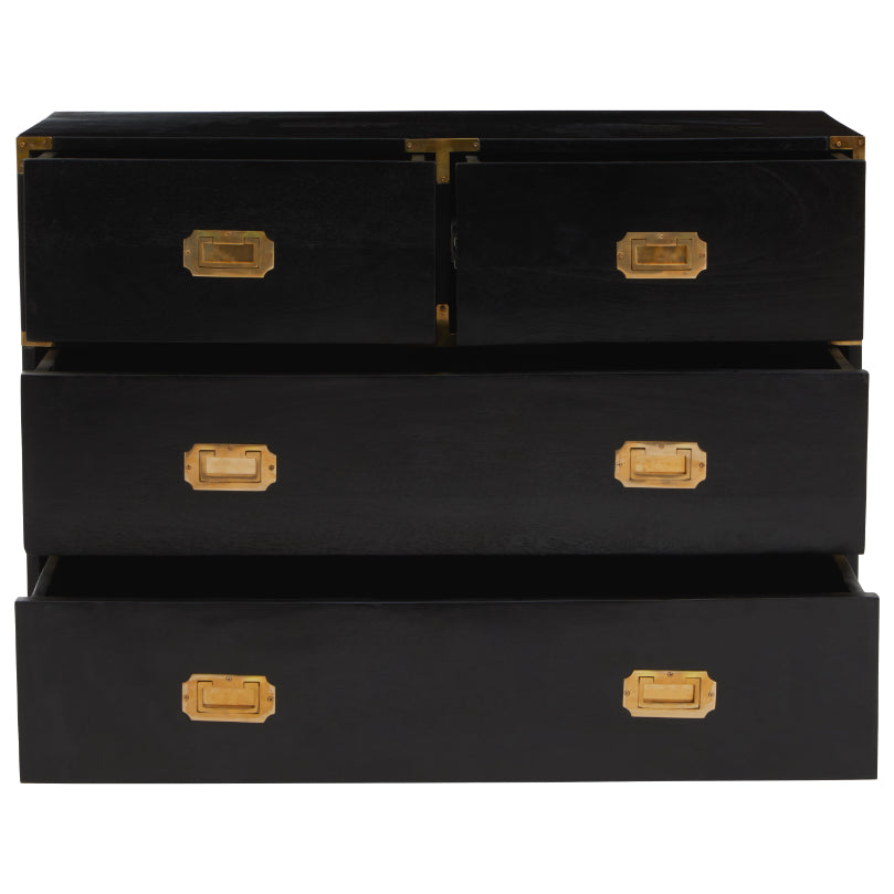 Oriental Black Mango Wood Chest of Drawers