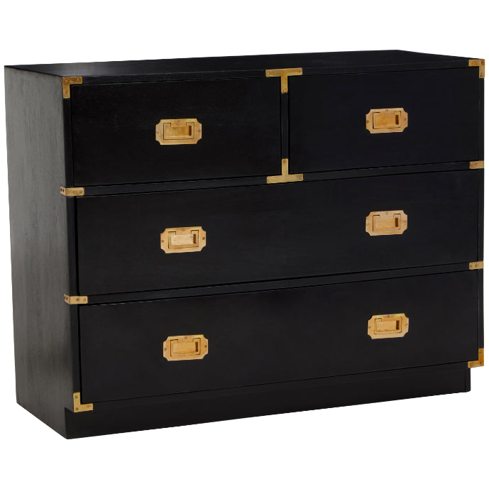 Oriental Black Mango Wood Chest of Drawers