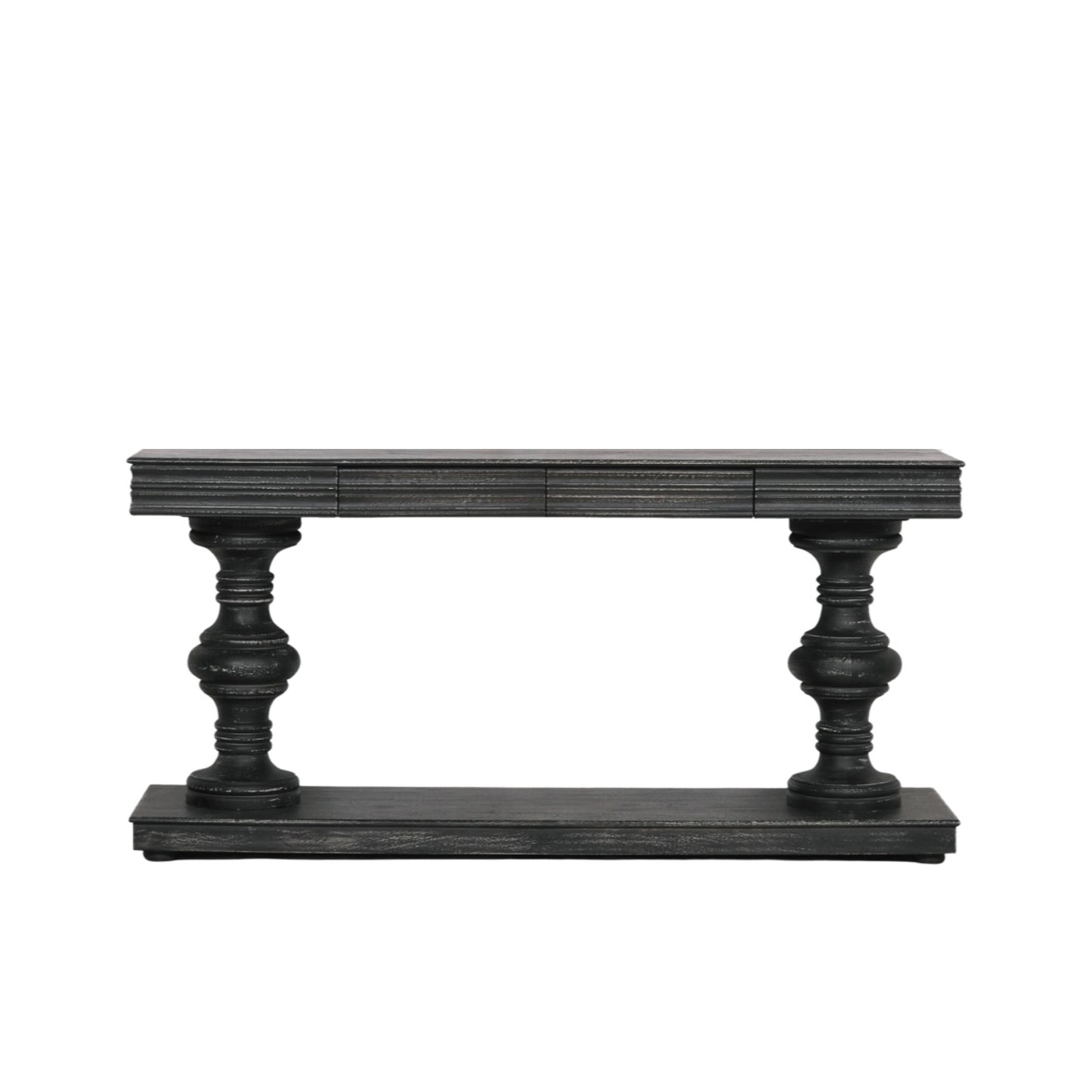 Bram Black Distressed Console Table with Column Legs 180cm