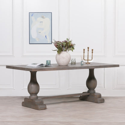 Carson Rustic Rectangular Dining Table with Grey Wash Finish