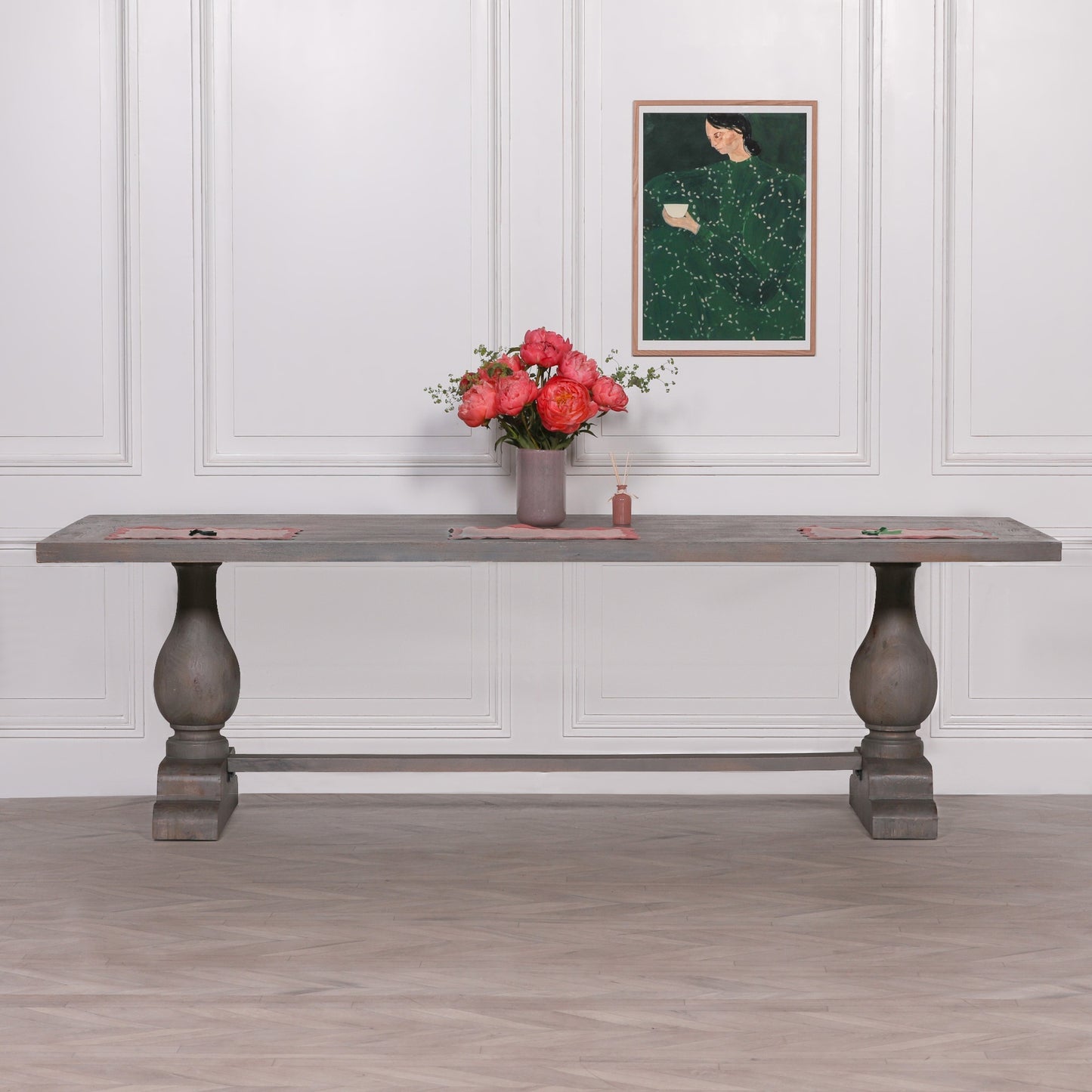 Carson Rustic Rectangular Dining Table with Grey Wash Finish