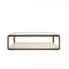 Elmley Coffee Table with Faux Shagreen Base and Glass Top