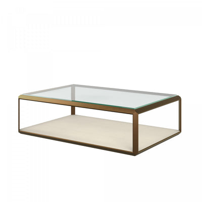 Elmley Coffee Table with Faux Shagreen Base and Glass Top