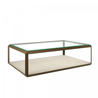 Elmley Coffee Table with Faux Shagreen Base and Glass Top