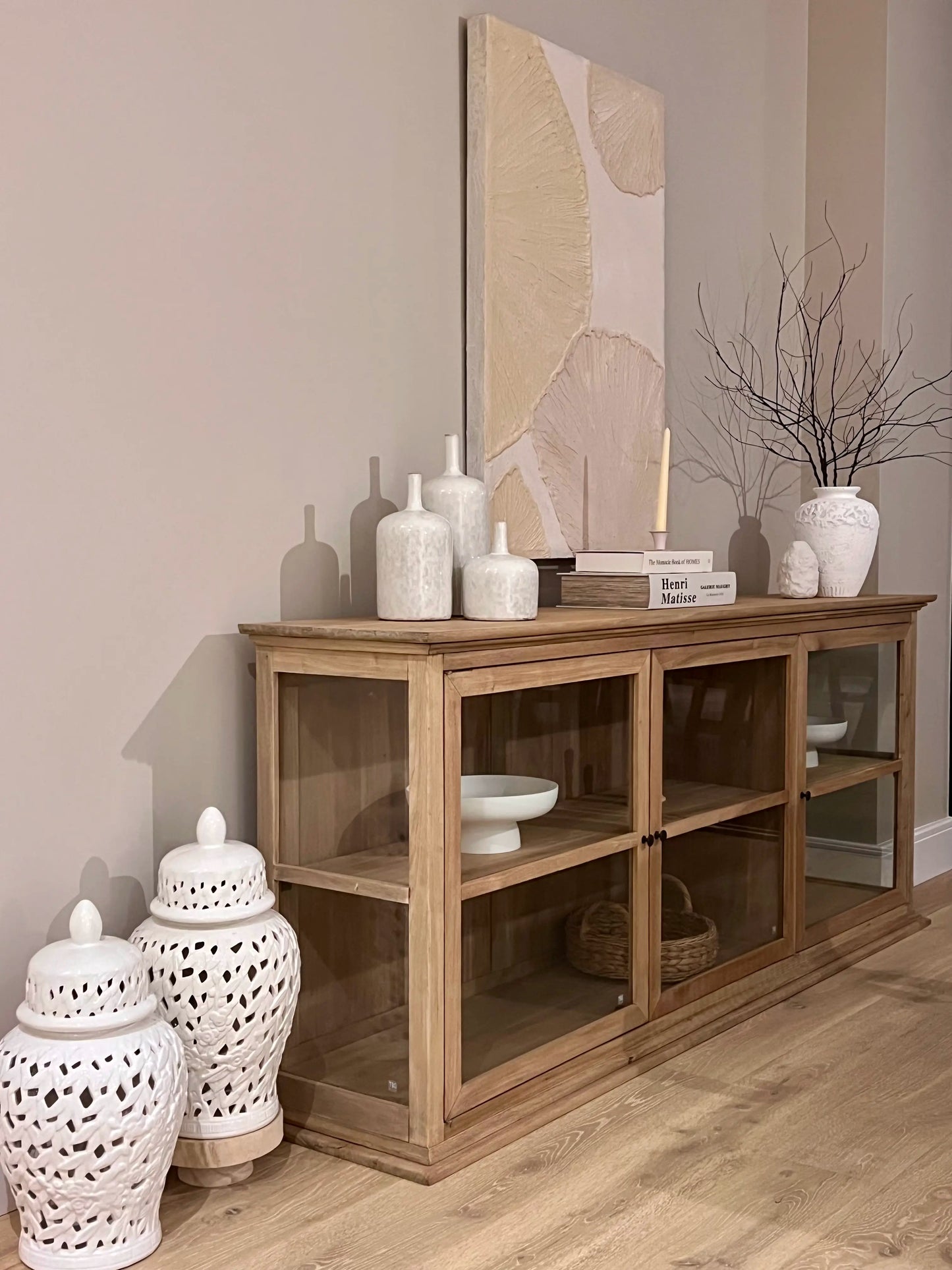 Vintage Style Bleached Sideboard Cabinet 190cm