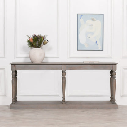 Bramley Rustic Column-Legs Console Table 200cm