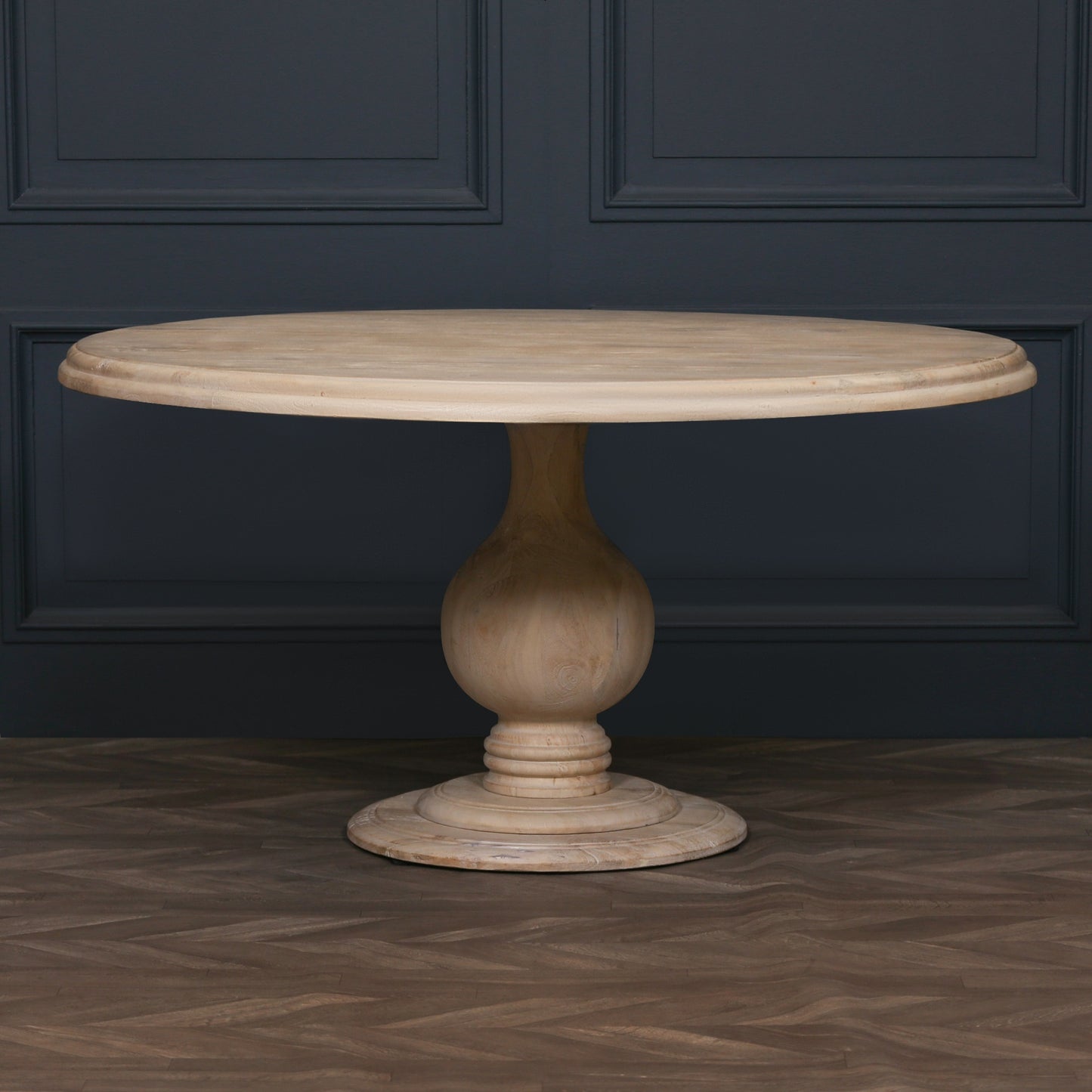 Ivory Bleached Mango Wood Circular Dining Table 152cm