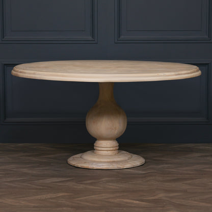 Ivory Bleached Mango Wood Circular Dining Table 152cm