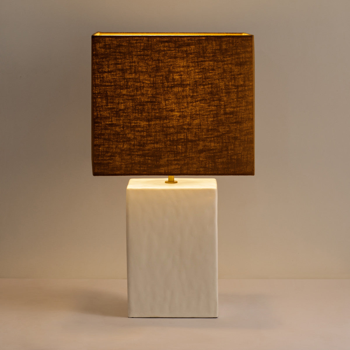 Gia Rectangular Table Lamp with Brown Lampshade