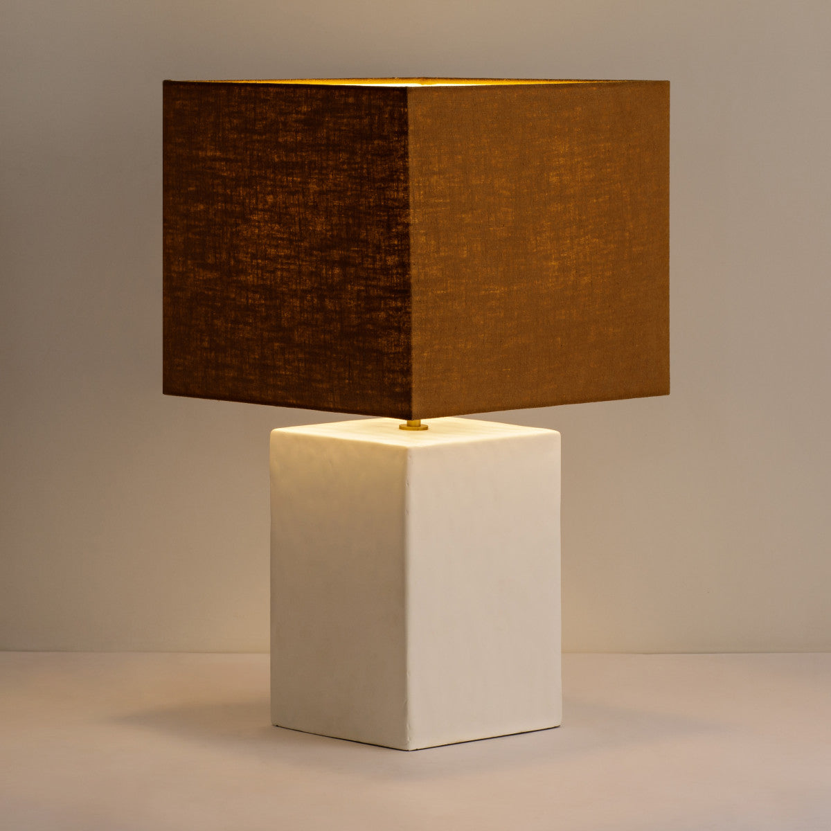 Gia Rectangular Table Lamp with Brown Lampshade