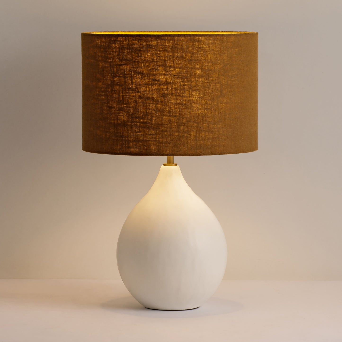 Gia White Table Lamp with Brown Lampshade