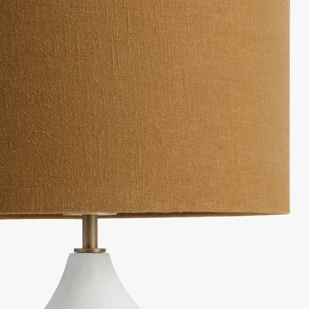 Gia White Table Lamp with Brown Lampshade