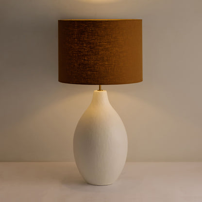 Gia White Table Lamp with Brown Lampshade