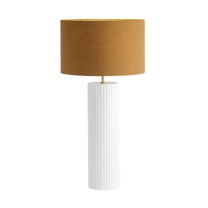 Gia Large Ribbed Table Lamp with Brown Lampshade