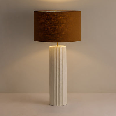 Gia Large Ribbed Table Lamp with Brown Lampshade