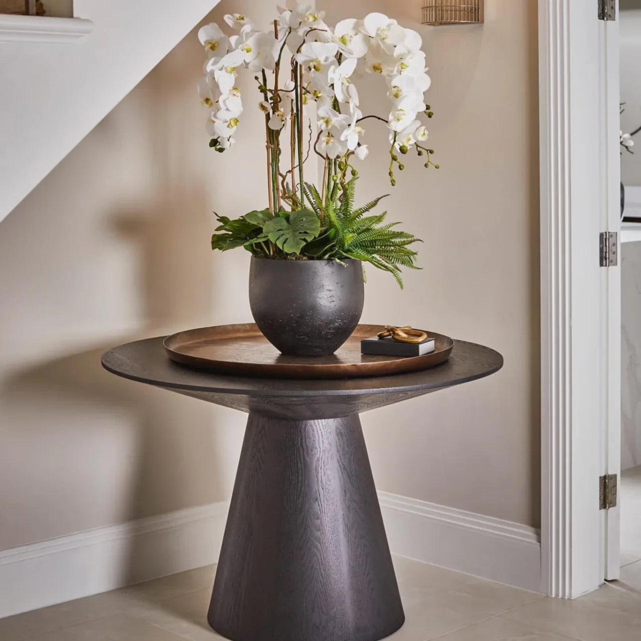 Lily Round Dining Table in Black or Brown 110cm