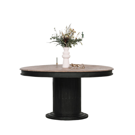 Lyra Black Round Column Dining Table 150cm