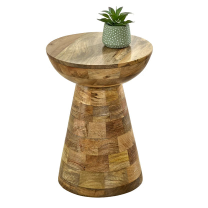 Diya Contemporary Hourglass Wooden Side Table