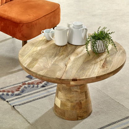 Diya Contemporary Artisanal Round Wooden Coffee Table