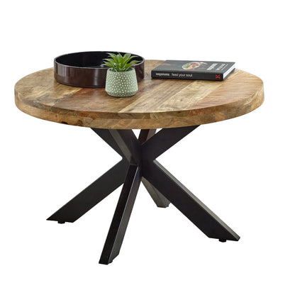 Diya Rustic Chic Wooden Coffee Table with Black Metal Legs