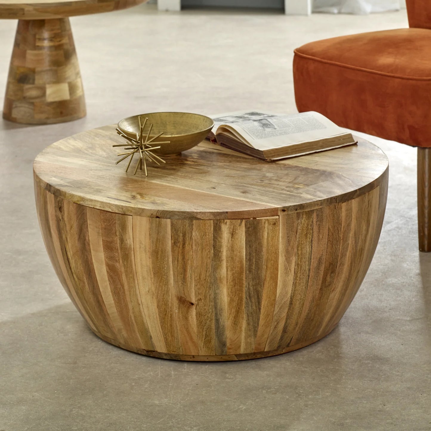 Diya Solid Wood Drum Coffee Table