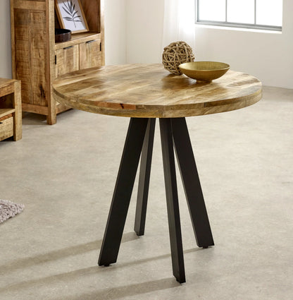 Diya Mango Wood 4-Seater Round Dining Table 90cm