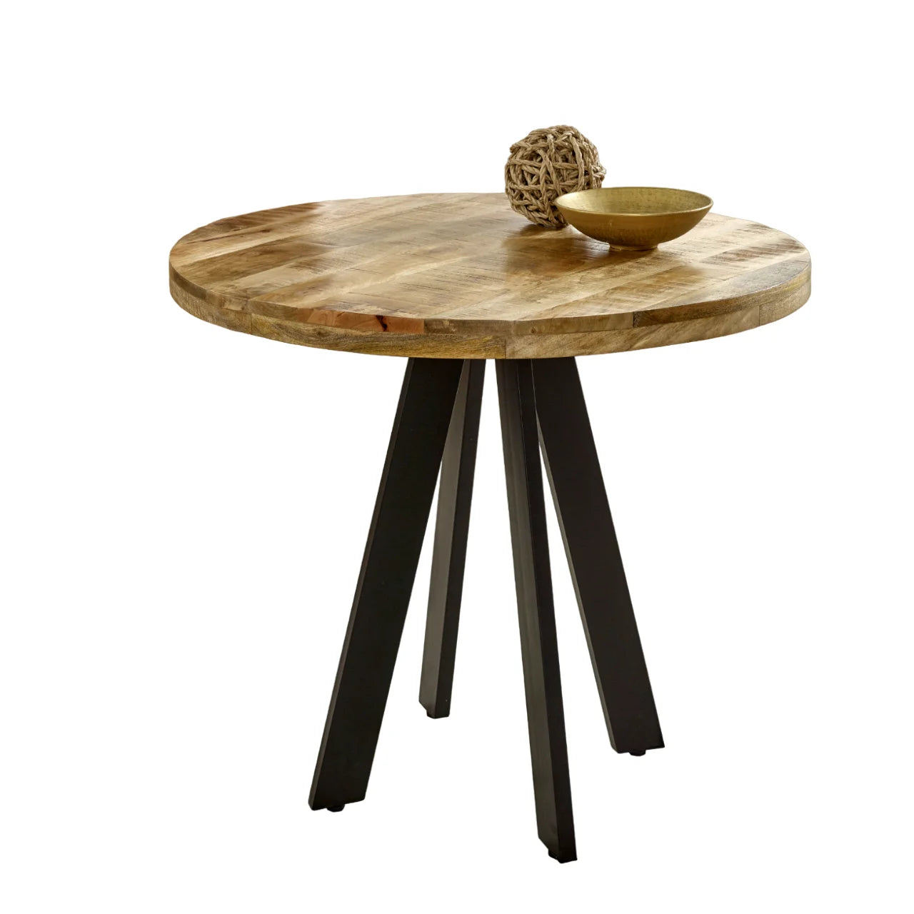 Diya Mango Wood 4-Seater Round Dining Table 90cm